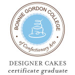 I graduated from the Designer Cakes Certificate Programme at Bonnie Gordon College of Confectionary Arts