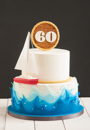 Sail boat cake with 60 topper