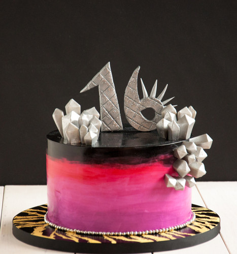 Silver and spikes on this lady gaga esc sweet 16 birthday cake