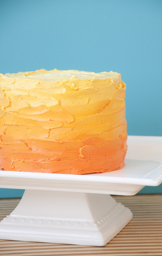 Orange to yellow rustic buttercream finish smash cake