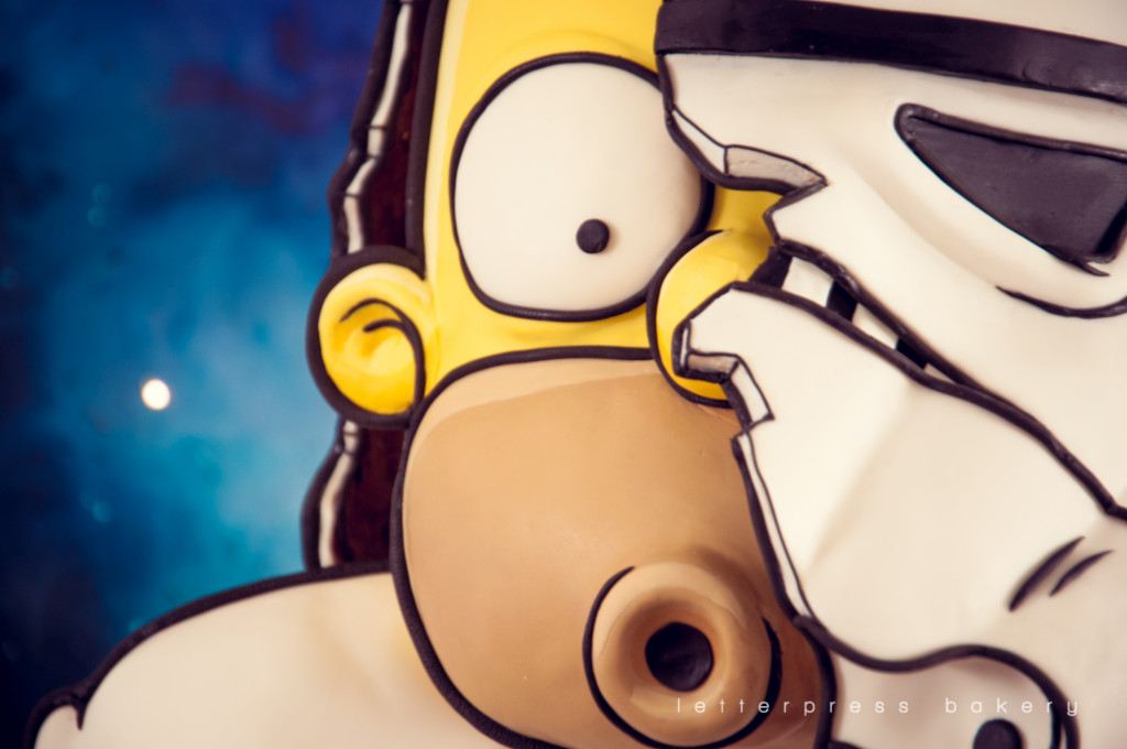 Close up of Stormtrooper Homer's head